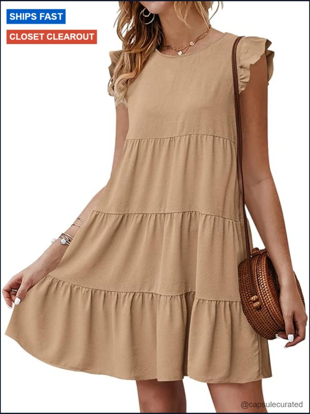 Sleeveless Ruffle Babydoll Sundress Flowy Pleated Mini - Picture 1 of 7